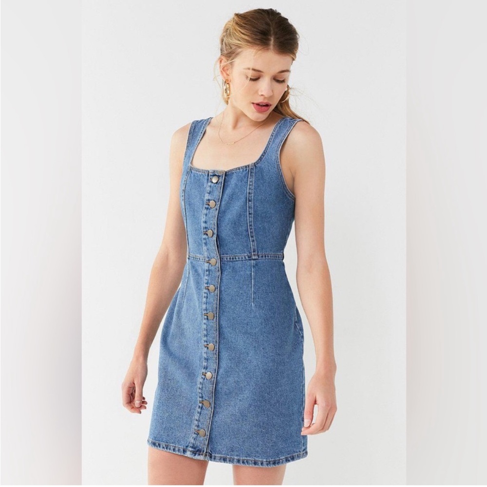 Urban outfitters denim mini dress button up size 6